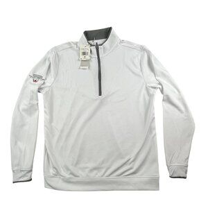 Adidas Sweatshirt Mens medium White Lightweight QTR Zip Pullover Freightliner